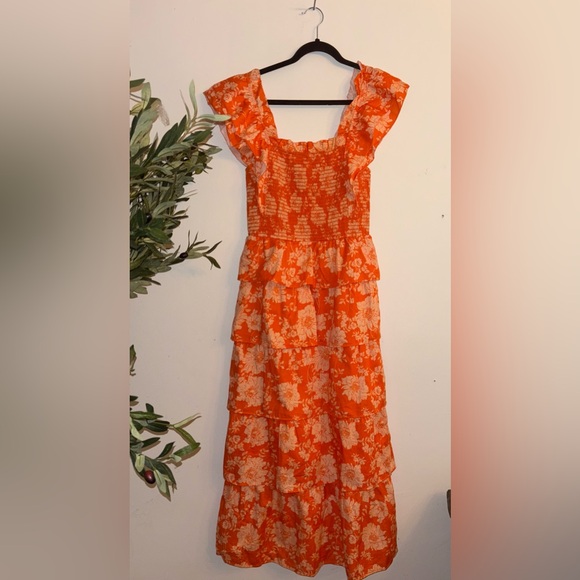 SAYLOR Linley Floral Tiered Orange Dress Size S Revolve - Picture 4 of 10